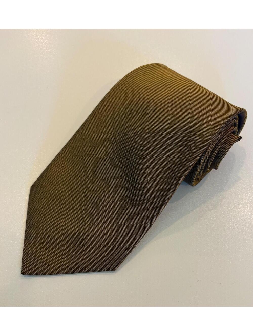 Barneys New York Silk Tie Made in Italy Golden Bronze Iridescent Solid Luxury